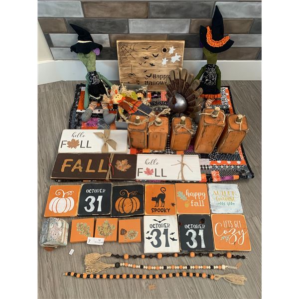 Assortment of Halloween and Fall Decorations