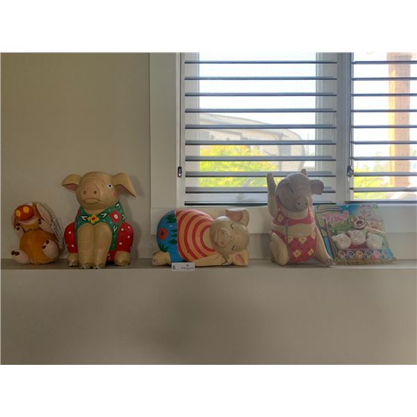 Assortment of Pig Figurines, Stuffed Pig, and More!