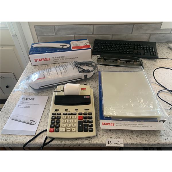 Staples 9" Laminator, Laminating Pouches, Adding Machine, and More!