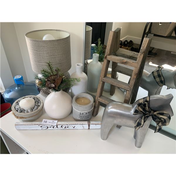 Assortment of Home Decor (Lamp, Miniature Ladder, and More!)