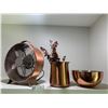 Image 1 : Copper-Coloured Fan, Vase, and Bowl