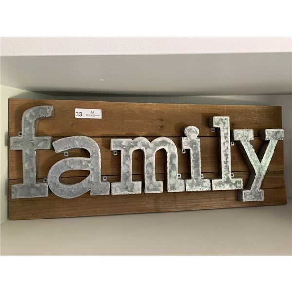 Large Wooden "Family" Sign (30.5" x 12")