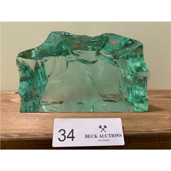 Beautiful Glass Carving of Polar Bear and Cub by Vicke Lindstrand