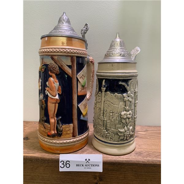 2 x Collectible Ceramic Beer Steins