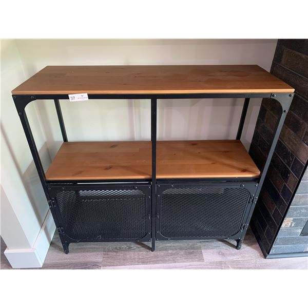 Metal and Wooden Shelving Unit (37.5"H x 39.5"W x 14"D)