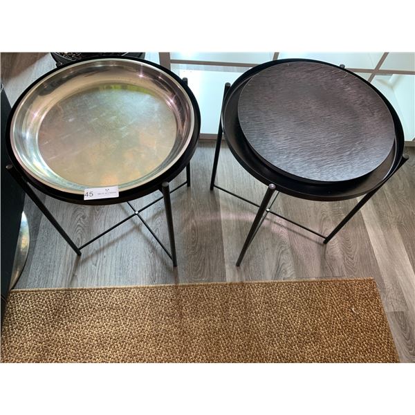 2 x Circular Metal Side Tables (21"H x 17.5" Diameter)