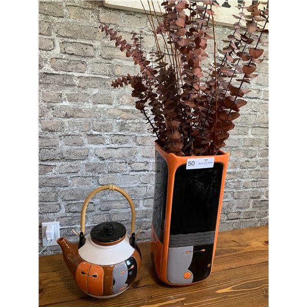 Ceramic Vase and Teapot by E. Vega