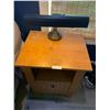 Image 2 : Wooden Night Stand w/ Banker-Style Lamp