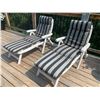 Image 2 : 2 x Vinyl Patio Lounge Chairs w/ Cushions