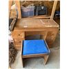 Image 2 : Vintage Wooden Vanity Table w/ Stool (29"H x 42"W x 18.5"D)