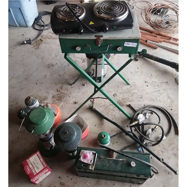 Assortment of Camping Supplies - Stove, Lanterns, and More!