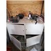 Image 1 : Wooden Work Table w/ Contents (38.5"H x 44"W x 23"D) - Includes Bench Grinder!
