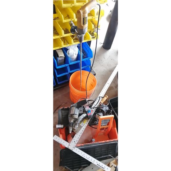 Assortment of Drywalling Tools and Equipment