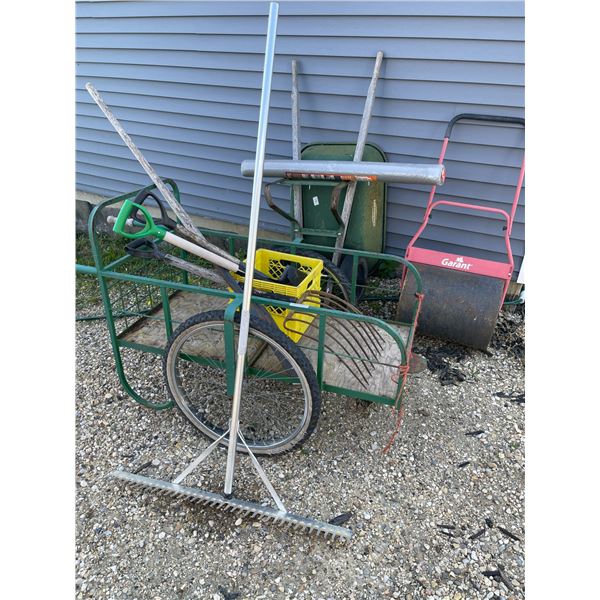 Farm Tool Collection - Square Hay Bale Cart - Wheel Barrow - Roller