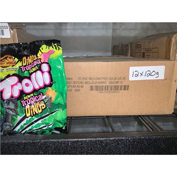 CASE LOT - Trolli Sour Tropical Dino Gummies 12x120g