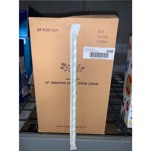 CASE LOT -10" Wrapped Paper Spoon Straws 300pcs
