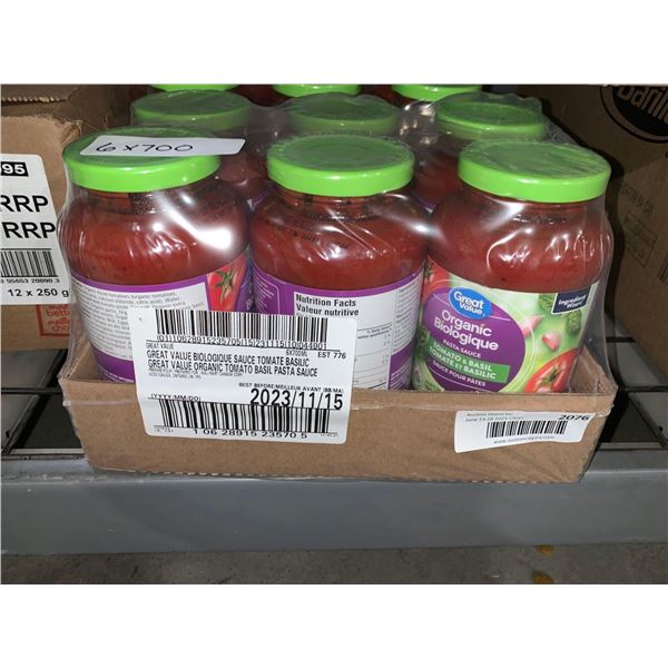 CASE LOT - Great Value Tomato & Basil Pasta Sauce 6 x 700ml