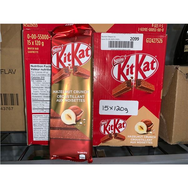 CASE LOT - KitKat Hazelnut Crunch Candy Bars 15x120g