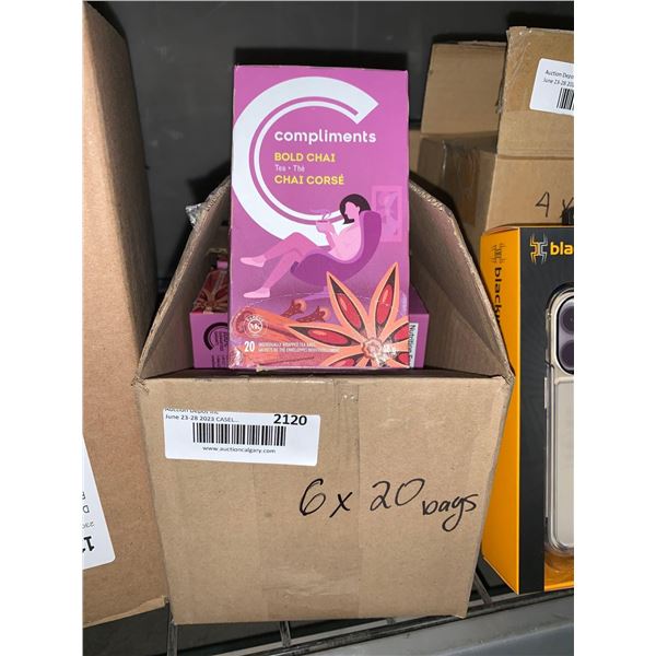 CASE LOT - Compliments Bold Chai Tea 6 x 20 bags