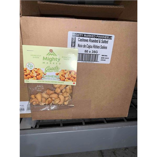 CASE LOT -Mighty Marked Roasted & Salted Cashews 50x35g