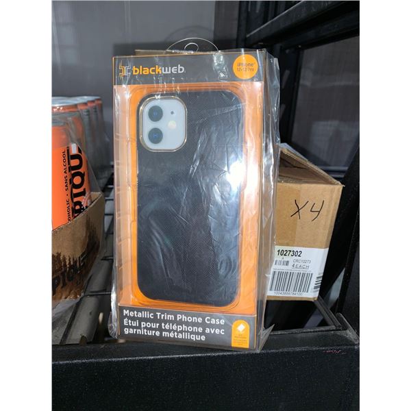 CASE LOT - Blackweb Metallic Trim Phone Case for iPhone 12 & 12 Pro - Lot of 4