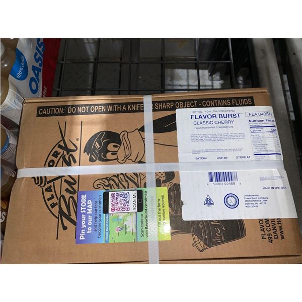 CASE LOT - Flavor Burst Classic Cherry Flavored Syrup Concentrate 3.78L