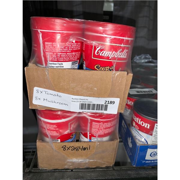 CASE LOT - Campbell's Soup on The Go 8x284ml Tomato & 8x284ml Mushroom