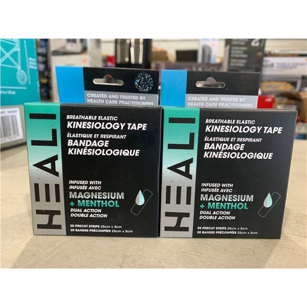 Heali Breathable Elastic Menthol Kinesiology Tape Lot of 2 (20 Precut Strips) Each Strip 25cmx5cm
