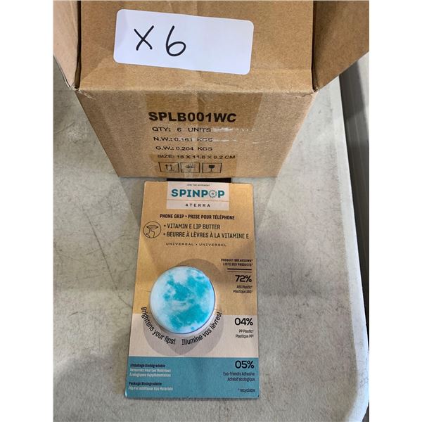 Lot of 6 - Spin Pop Phone Grip & Lip Balm