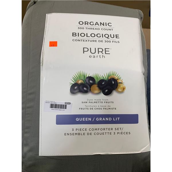 Pure earth Organic 300 Thread count Cotton Queen comforter set