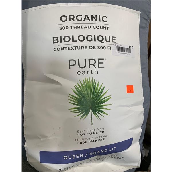 Pure earth Organic 300 Thread count Cotton Queen comforter set