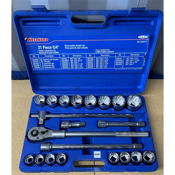 WESTWARD 21 PCS 3/4 INCH SOCKET SET - IMPERIAL