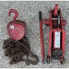 Image 1 : LOT OF 2 - .5 TONNE CHAIN FALL & 1.5 TONNE FLOOR JACK