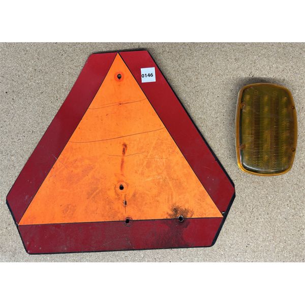 LOT OF 2 - SLOW MOVING SIGN & MAGNETIC AMBER CAUTION LIGHT