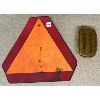 Image 1 : LOT OF 2 - SLOW MOVING SIGN & MAGNETIC AMBER CAUTION LIGHT