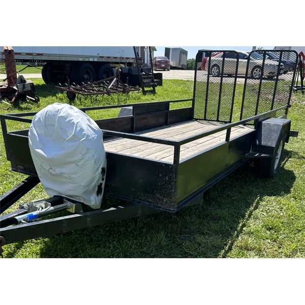 HOMEMADE 14 X 6 FOOT SINGLE AXLE TRAILER W/ RAMPS - GOOD CONDITION