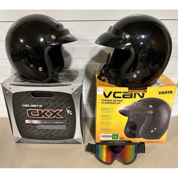 LOT OF 2 HELMETS, SIZE M AND L.