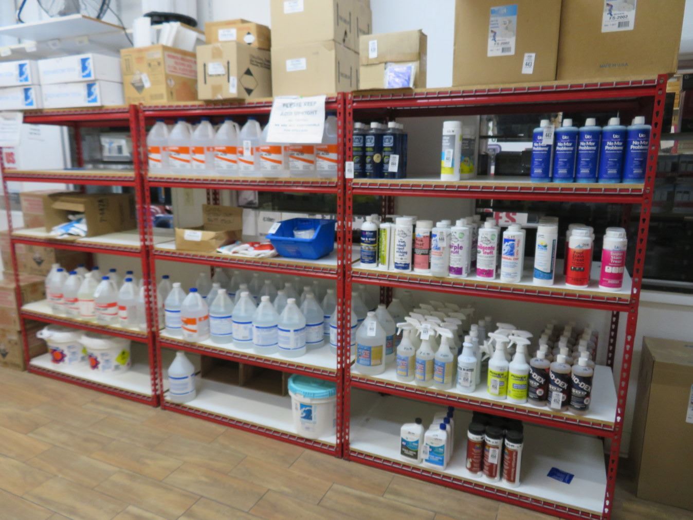4-Red Heavy Duty 5 Shelf Racks - 4 X