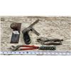 Image 1 : Assorted vintage items - Vice grip, small socket set, metal door knob, etc.