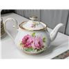 Image 10 : Lot of Royal Albert American Beauty Crown China - 22 Saucers, 24 cups, Teapot, Tray, Sugar and 2 Cre