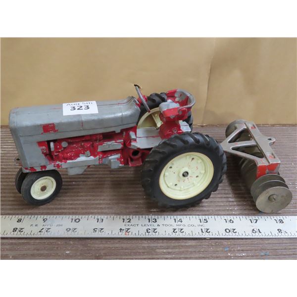 Vintage Case Tractor with Farm disk implement – Metal toy