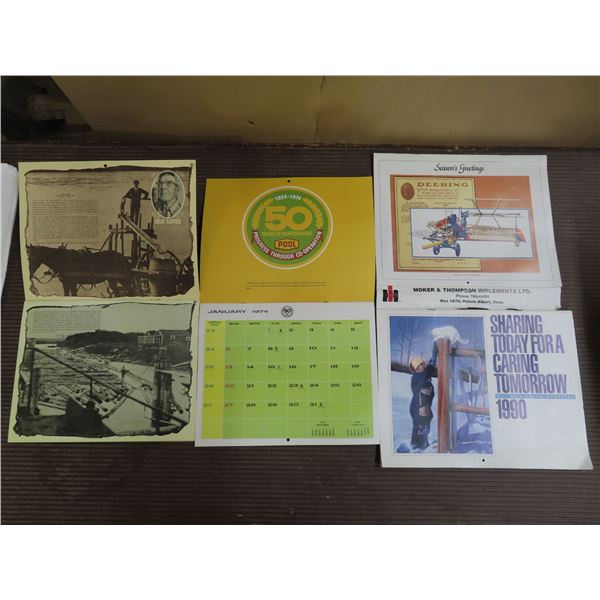 4 Vintage Calendars (Sask Wheat pool:1974, 1976 100th Anniversary of the Forest Industry in Sask, 19