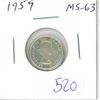 Image 1 : 1959 Canadian Silver 10 Cents. MS-63. Bright White.