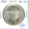 Image 1 : 1967 Canadian Silver Dollar. Canada Goose. MS-63.