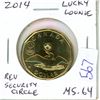 Image 1 : 2014 Lucky Loonie Dollar. With reverse Security Circle. MS-64 from an original roll.