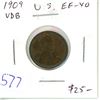 Image 1 : U.S. 1909 VDB Lincoln Cent. Has Victor D. Brenner’s initials on the reverse. EF-40.