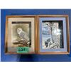 Image 1 : pair of framed 3D owls, 1995 written on back