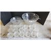 Image 1 : Pair of large heavy glass punch bowls, and glass cups - 14" dia & 10" dia bowls