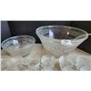 Image 4 : Pair of large heavy glass punch bowls, and glass cups - 14" dia & 10" dia bowls