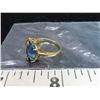 Image 2 : 10K-SA Gold ring with blue stone & 2 diamonds (stone and diamonds authenticity unchecked)